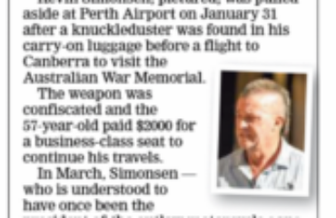 News article - Bikie find for knuckleduster